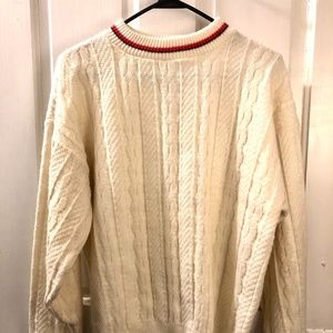 Vintage White Cream Red Warm Sweater